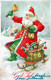 WEIHNACHTSMANN SANTA CLAUS WEIHNACHTSFERIEN Vintage Postkarte CPSMPF #PAJ487.A - Santa Claus