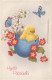 EASTER CHICKEN EGG Vintage Postcard CPA #PKE441.A - Pâques