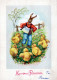 PASCUA CONEJO HUEVO Vintage Tarjeta Postal CPSM #PBO397.A - Easter