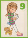 BUON COMPLEANNO 9 Años RAGAZZA BAMBINO Vintage Cartolina CPSM Unposted #PBU049.A - Birthday