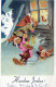SANTA CLAUS Happy New Year Christmas GNOME Vintage Postcard CPSMPF #PKD115.A - Santa Claus