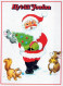 SANTA CLAUS ANIMALS CHRISTMAS Holidays Vintage Postcard CPSM #PAK510.GB - Santa Claus