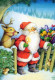 SANTA CLAUS ANIMALS CHRISTMAS Holidays Vintage Postcard CPSM #PAK575.GB - Santa Claus