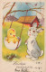 EASTER RABBIT EGG Vintage Postcard CPA #PKE243.GB - Easter