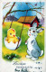 EASTER RABBIT EGG Vintage Postcard CPA #PKE243.GB - Easter
