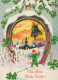 Bonne Année Noël FER À CHEVAL Vintage Carte Postale CPSM #PAT945.FR - New Year