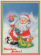 PÈRE NOËL Animaux NOËL Fêtes Voeux Vintage Carte Postale CPSM #PAK577.FR - Santa Claus