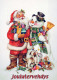 WEIHNACHTSMANN SANTA CLAUS Neujahr Weihnachten SCHNEEMANN Vintage Ansichtskarte Postkarte CPSM #PAU408.DE - Santa Claus