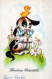 PÂQUES FLEURS Vintage Carte Postale CPA #PKE181.FR - Easter
