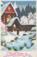 Bonne Année Noël ÉGLISE Vintage Carte Postale CPSMPF #PKD544.FR - New Year