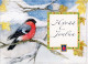 Bonne Année Noël OISEAU Vintage Carte Postale CPSM #PBM730.FR - New Year