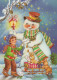 Neujahr Weihnachten SCHNEEMANN KINDER Vintage Ansichtskarte Postkarte CPSM #PAZ734.DE - New Year