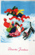 Buon Anno Natale GNOME Vintage Cartolina CPSMPF #PKD854.IT - New Year