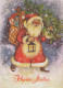 BABBO NATALE Buon Anno Natale Vintage Cartolina CPSM #PBL183.IT - Santa Claus