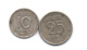 SUEDE- 1954 -  2 Pièces En  Argent -( 0.400 )-   10 Et 25 Ore  (env 4 Grs Les 2 ) Bon état Circulées - Sweden