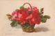 WA 17- CARTE FANTAISIE - PANIER DE FLEURS : ROSES , ILLUSTRATEUR KLEIN   - 2 SCANS - Klein, Catharina