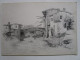 Dessin Ancien (1867) Au Crayon Paysage Maisons Anciennes (provencales ?)  Pont Riviere Signée Fred Posth - Drawings