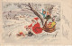 YO 1- " JOYEUX NOEL " - PERE NOEL PRES DU FEU - ENFANTS , HOTTE , JOUETS - DECOR CHAMPETRE ENNEIGE - 2 SCANS - Altri & Non Classificati