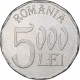 Roumanie, 5000 Lei, 2002, Bucharest, Aluminium, SUP, KM:158 - Rumania