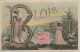 YO 24-(41) BLOIS - CARTE  FANTAISIE COLORISEE - PAYSAGE MARIN - LETTRE ALPHABET " B " AVEC  JEUNE FEMME - 2 SCANS - Blois