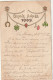 YO Nw28 - " BONNE ANNEE 1909 " - CARTE FANTAISIE GAUFREE - BIJOU PORTE BONHEUR : FER A CHEVAL , TREFLE , CHAMPIGNON - New Year