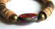 Delcampe - Bracelet Homme D'été, Bijou Unisexe Rustique Nomade, Bois De Coco Naturel, Perle Verre Rouge, Bijou Surf, Bijou Pirate, - Armbanden