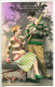 CPA Fantaisie Ecrite En 1929 * COUPLE  Amoureux Sport Balles Tennis Raquette (4 Trous De Punaises) - Paare