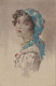 Z+ 5- PORTRAIT DE JEUNE FEMME  GITANE AVEC FOULARD ET CREOLES - ILLUSTRATEUR - REV. STAMPA , MILANO N° 6233 - 2 SCANS - 1900-1949