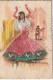 Z++ 14- CARTE FANTAISIE BRODEE - DANSEUSE DE FLAMENCO ET GUITARISTE - ILLUSTRATEUR - 2 SCANS - Bestickt