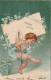 Z+ 27- " SOUHAITS SINCERES " - CARTE FANTAISIE GAUFREE - CHERUBIN AVEC ARC ET COURRIER - DECOR FLORAL : MYOSOTIS - Nieuwjaar