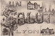 Z+ Nw 35-(69) UN SALUT DE LYON - CARTE FANTAISIE   MULTVUES - EDIT. CARRIER - TAMPON CAMP DE SATHONAY - Souvenir De...