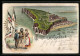 Lithographie Helgoland, Heiratsantrag Unter Fischern, Panoramablick Auf Die Insel  - Helgoland