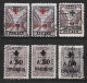 GREECE 1937- 38 Perfin T.E. (bank Of Greece) With Small And Large Holes In 6 Charity Stamps Vl. C 72 - 72 B - 73 - Bienfaisance