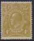 AUSTRALIA 1924-25 4d OLIVE - YELLOW KGV STAMP  PERF.14 1st.WMK SG.80  MNH - Ongebruikt