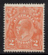 AUSTRALIA 1920  2d BROWN - ORANGE KGV STAMP  PERF.14 1st.WMK SG.62  MVLH - Ongebruikt