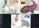 BULGARIA BULGARIE BULGARIEN 1986 HARES AND RABBITS COMPLETE SET SERIE COMPLETA MAXI MAXIMUM CARD - FDC