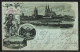 Mondschein-Lithographie Köln A. Rhein, Uferpartie Mit Dom, Flora, Volksgarten  - Köln