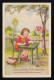 Mädchen Sitzt Auf Bank Im Garten Schreibt Auf Schiefertafel, Gelaufen 27.3.1940 - Autres & Non Classés