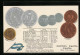 AK Argentinien, Nationalflagge Und Argentinische Münzen Mit Umrechnungstabelle  - Monedas (representaciones)