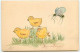 N°22825 - Carte Peinte à La Main - Illustrateur Nini - Joyeuses Pâques - Guêpe Suivant Des Poussins - Pasen