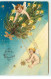 N°17377 - Carte Gaufrée Clapsaddle Fröhliche Weihnachten - Un Ange Portant Un Sapin, Un Autre Faisant De La Balançoire - Autres & Non Classés