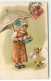 N°20628 - Carte Gaufrée - Fillette Se Protégeant D'une Ombrelle, Avec Des Poussins Sortant Des Oeufs - Ostern