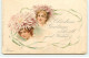 N°18384 - Christmas Greetings With All Good Wisches - Jeunes Femmes Coiffées De Fleurs - Other & Unclassified