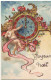 N°15035 - Carte à Paillettes - Joyeux Noël - Ange Montrant Une Pendule - Other & Unclassified