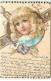 N°22837 - Style Brundage, Clapsaddle - Fillette Blonde Dans Un Médaillon Avec Des Pensées - Autres & Non Classés