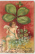 N°15041 - Carte Gaufrée - Clapsaddle - Fröhliches Neujahr - Cupidon Sous Un Trèfle - Anno Nuovo