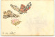 N°22842 - Carte Gaufrée - Animaux - 2 Papilllons Portant Des Fleurs - Mariposas