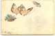 N°22843 - Carte Gaufrée - Animaux - 3 Papilllons Portant Des Fleurs - Mariposas