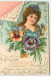 N°17399 - Carte Gaufrée - Jeune Femme Parmi Des Pensées - Frauen