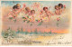 N°23810 - Noël - Blumengrüsse Zum Weihnachtfest - Couples D'anges Avec Des Fleurs Au-dessus D'un étang - Autres & Non Classés